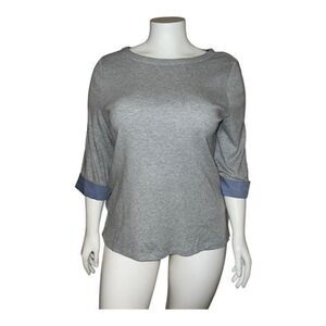 Nautica Womens Gray Three Quarter Sleeve Shirt with Cuffs Plus Size XXL NWOT
